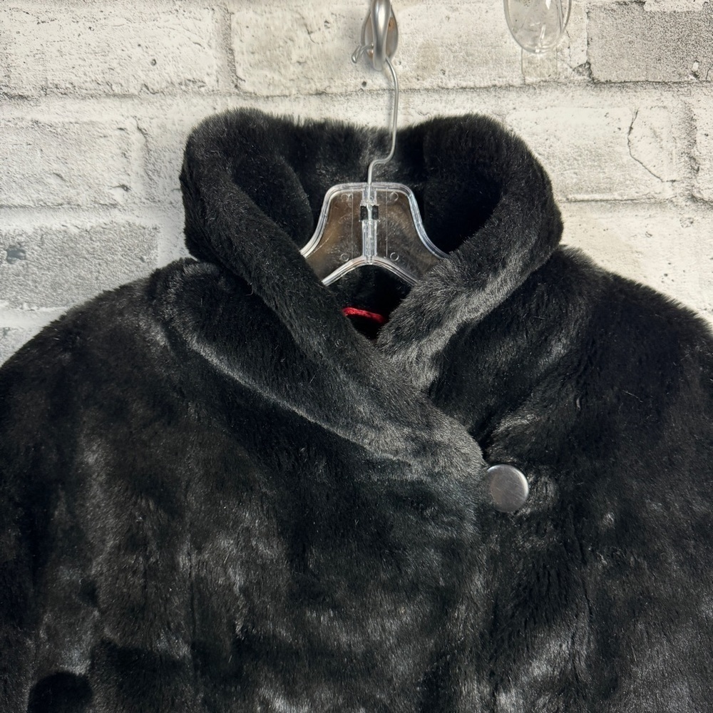 Vintage Faux Fur Mid Thigh Black Coat - Picture 3 of 12